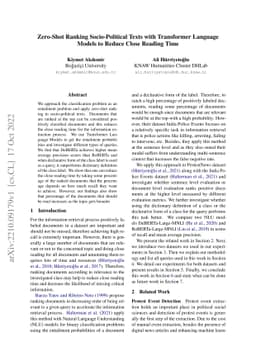 Zero-Shot Ranking Socio-Political Texts with Transformer Language Models
  to Reduce Close Reading Time