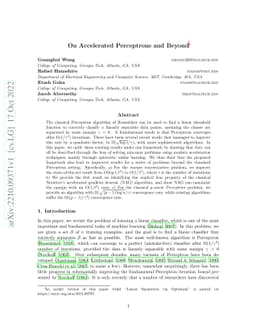 On Accelerated Perceptrons and Beyond