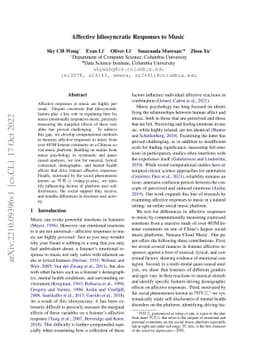 Affective Idiosyncratic Responses to Music