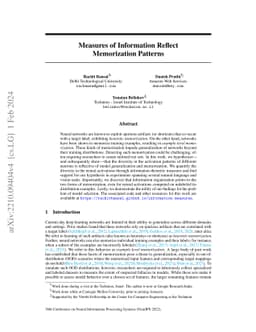 Measures of Information Reflect Memorization Patterns