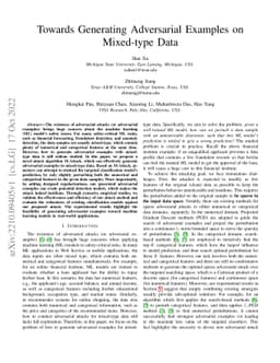 Towards Generating Adversarial Examples on Mixed-type Data