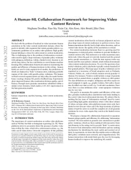 A Human-ML Collaboration Framework for Improving Video Content Reviews
