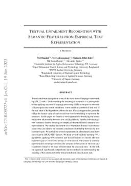 Textual Entailment Recognition with Semantic Features from Empirical
  Text Representation