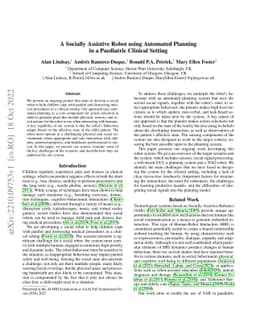 A Socially Assistive Robot using Automated Planning in a Paediatric
  Clinical Setting