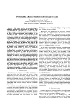 Personality-adapted multimodal dialogue system