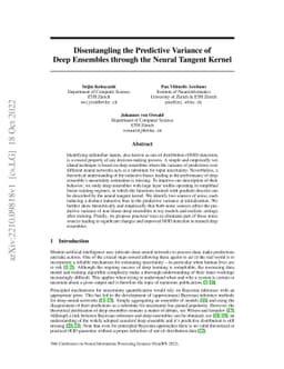 Disentangling the Predictive Variance of Deep Ensembles through the
  Neural Tangent Kernel