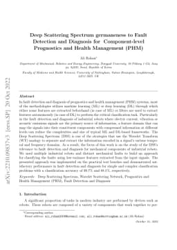 Deep Scattering Spectrum germaneness to Fault Detection and Diagnosis
  for Component-level Prognostics and Health Management (PHM)