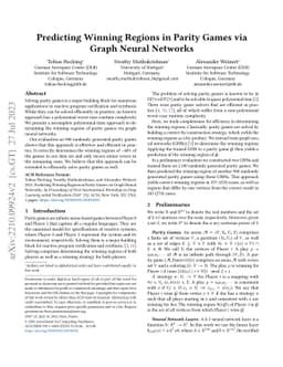Predicting Winning Regions in Parity Games via Graph Neural Networks
  (Extended Abstract)