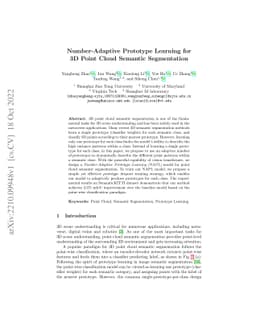 Number-Adaptive Prototype Learning for 3D Point Cloud Semantic
  Segmentation