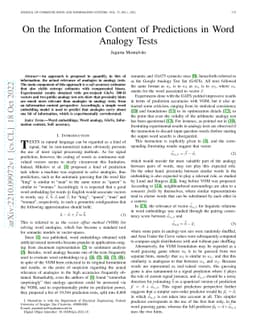 On the Information Content of Predictions in Word Analogy Tests