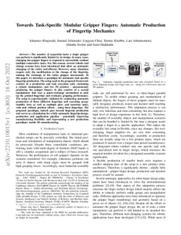 Towards Task-Specific Modular Gripper Fingers: Automatic Production of
  Fingertip Mechanics