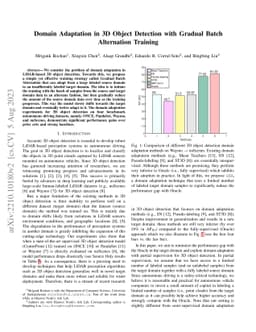 Domain Adaptation in 3D Object Detection with Gradual Batch Alternation
  Training