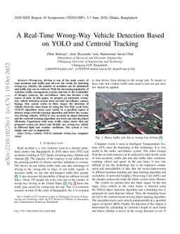 A Real-Time Wrong-Way Vehicle Detection Based on YOLO and Centroid
  Tracking