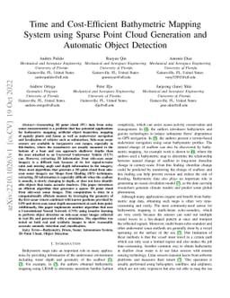 Time and Cost-Efficient Bathymetric Mapping System using Sparse Point
  Cloud Generation and Automatic Object Detection
