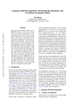 Language Model Decomposition: Quantifying the Dependency and Correlation
  of Language Models