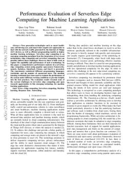 Performance Evaluation of Serverless Edge Computing for Machine Learning
  Applications