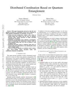Distributed Coordination Based on Quantum Entanglement
