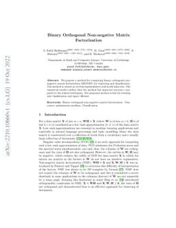 Binary Orthogonal Non-negative Matrix Factorization