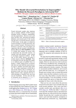 Why Should Adversarial Perturbations be Imperceptible? Rethink the
  Research Paradigm in Adversarial NLP