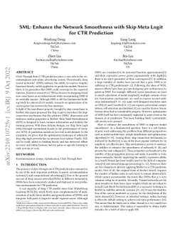 SML:Enhance the Network Smoothness with Skip Meta Logit for CTR
  Prediction