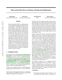Discovering Many Diverse Solutions with Bayesian Optimization