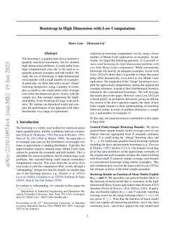 Bootstrap in High Dimension with Low Computation