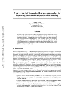 A survey on Self Supervised learning approaches for improving Multimodal
  representation learning
