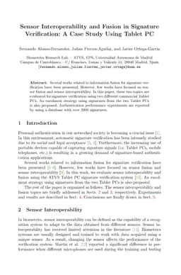 Sensor interoperability and fusion in signature verification: A case
  study using tablet PC