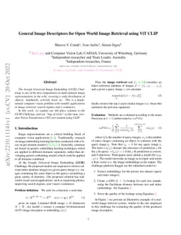 General Image Descriptors for Open World Image Retrieval using ViT CLIP
