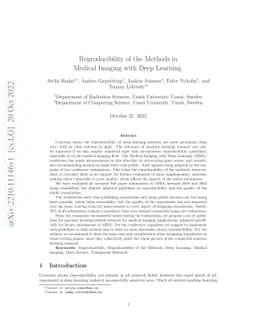 Reproducibility of the Methods in Medical Imaging with Deep Learning