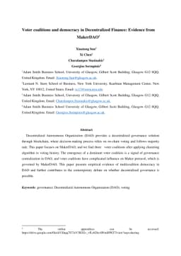 Voter Coalitions and democracy in Decentralized Finance: Evidence from
  MakerDAO