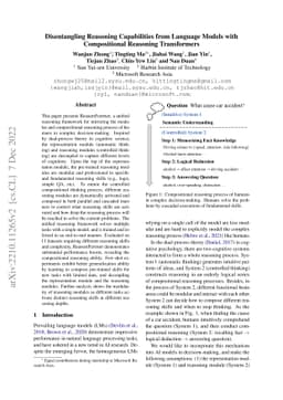 Disentangling Reasoning Capabilities from Language Models with
  Compositional Reasoning Transformers