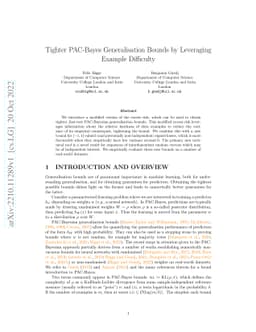 Tighter PAC-Bayes Generalisation Bounds by Leveraging Example Difficulty