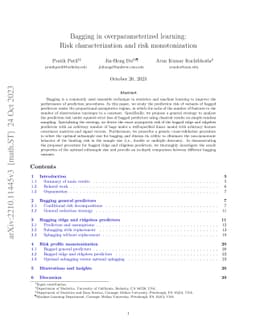 Bagging in overparameterized learning: Risk characterization and risk
  monotonization