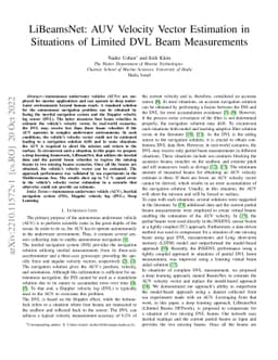 LiBeamsNet: AUV Velocity Vector Estimation in Situations of Limited DVL
  Beam Measurements