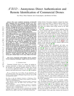 $A^2RID$ -- Anonymous Direct Authentication and Remote Identification of
  Commercial Drones