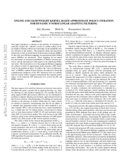 online and lightweight kernel-based approximated policy iteration for
  dynamic p-norm linear adaptive filtering