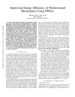 Improving Energy Efficiency of Permissioned Blockchains Using FPGAs