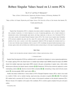Robust Singular Values based on L1-norm PCA