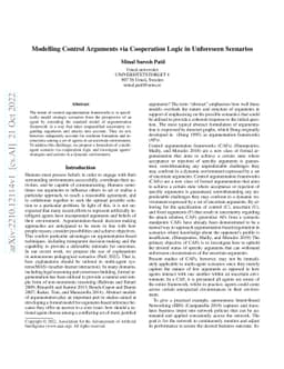 Modelling Control Arguments via Cooperation Logic in Unforeseen
  Scenarios