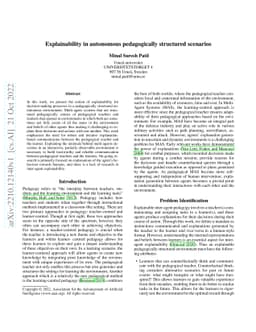 Explainability in autonomous pedagogically structured scenarios