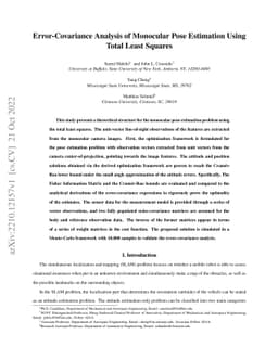 Error-Covariance Analysis of Monocular Pose Estimation Using Total Least
  Squares