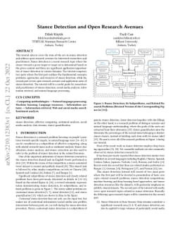 Stance Detection and Open Research Avenues