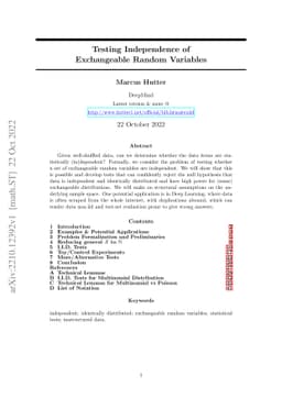 Testing Independence of Exchangeable Random Variables