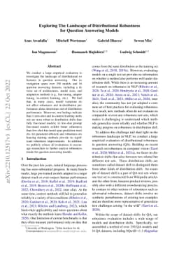 Exploring The Landscape of Distributional Robustness for Question
  Answering Models