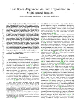 Fast Beam Alignment via Pure Exploration in Multi-armed Bandits