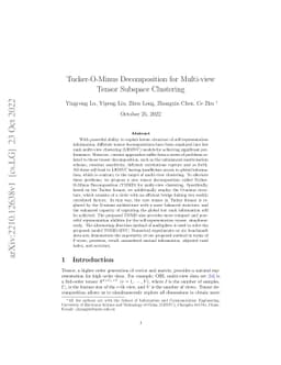 Tucker-O-Minus Decomposition for Multi-view Tensor Subspace Clustering