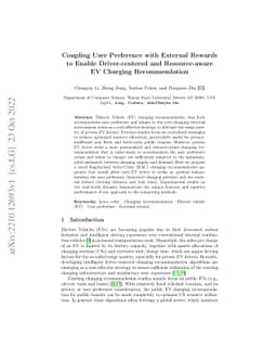 Coupling User Preference with External Rewards to Enable Driver-centered
  and Resource-aware EV Charging Recommendation