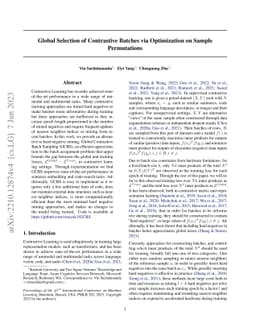 Global Contrastive Batch Sampling via Optimization on Sample
  Permutations