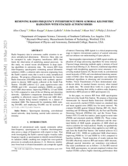 Removing Radio Frequency Interference from Auroral Kilometric Radiation
  with Stacked Autoencoders
